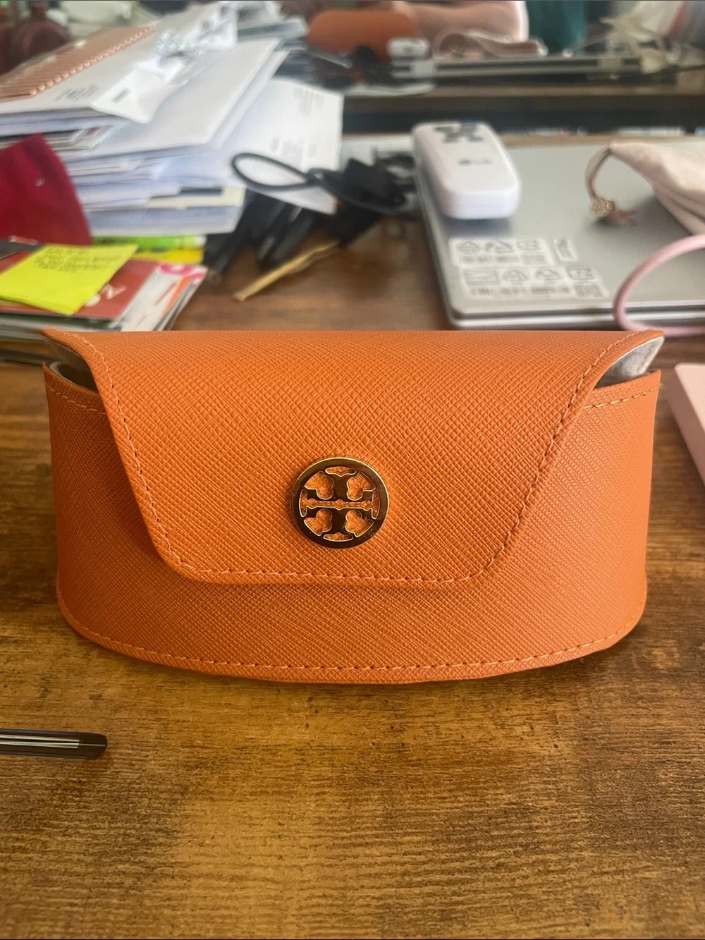 Tory Burch Black Oversized Square Sunglasses with Gold Accents